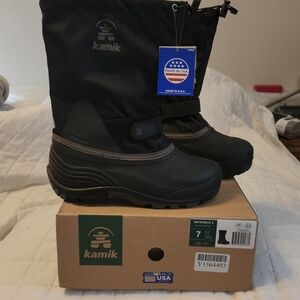 Kamik Black and Gray Kids Snow Boots